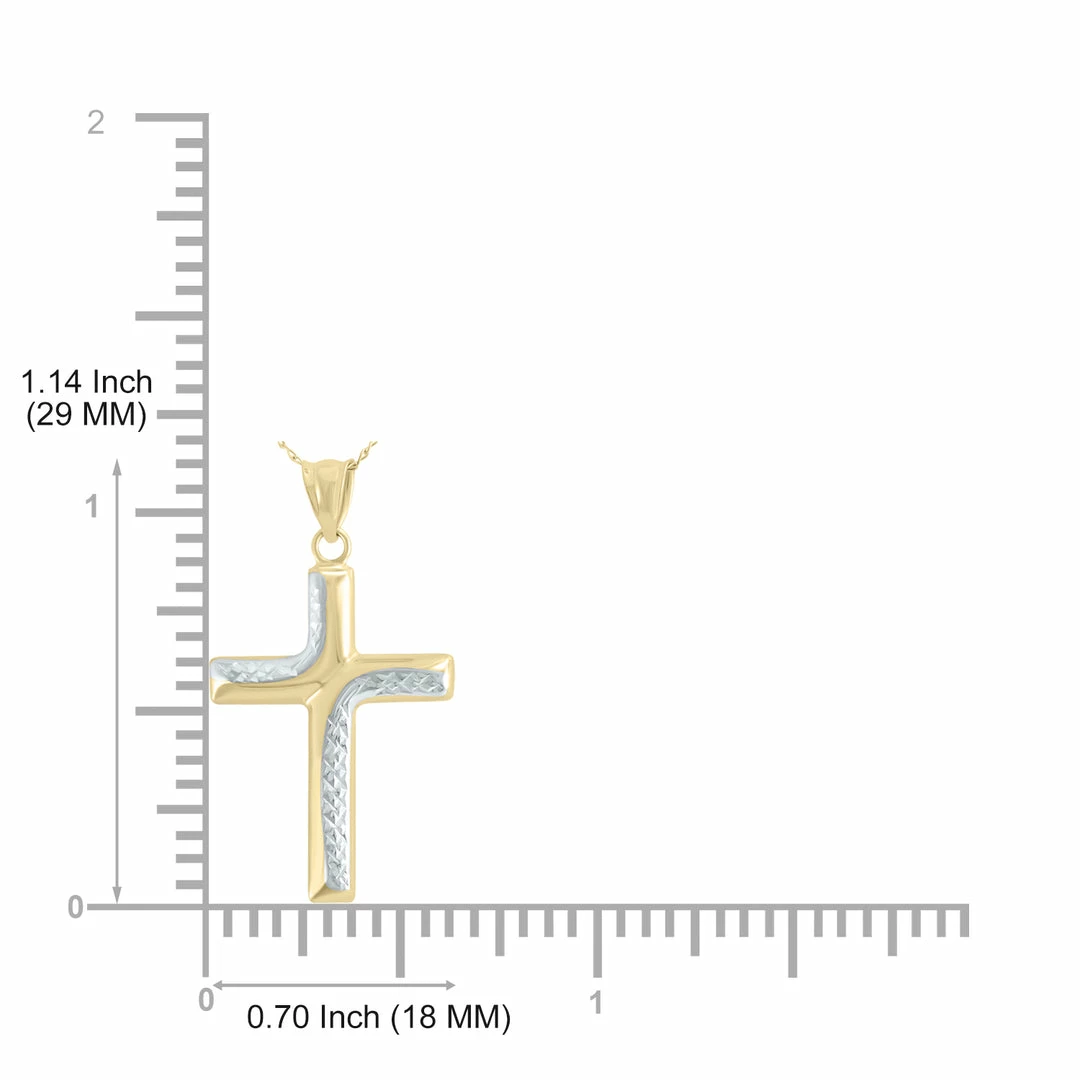 Brand new π Monary Small Cross Pendant Necklace in 10K Yellow Gold with Rhodium Polish Accents for π© women π - Image 4