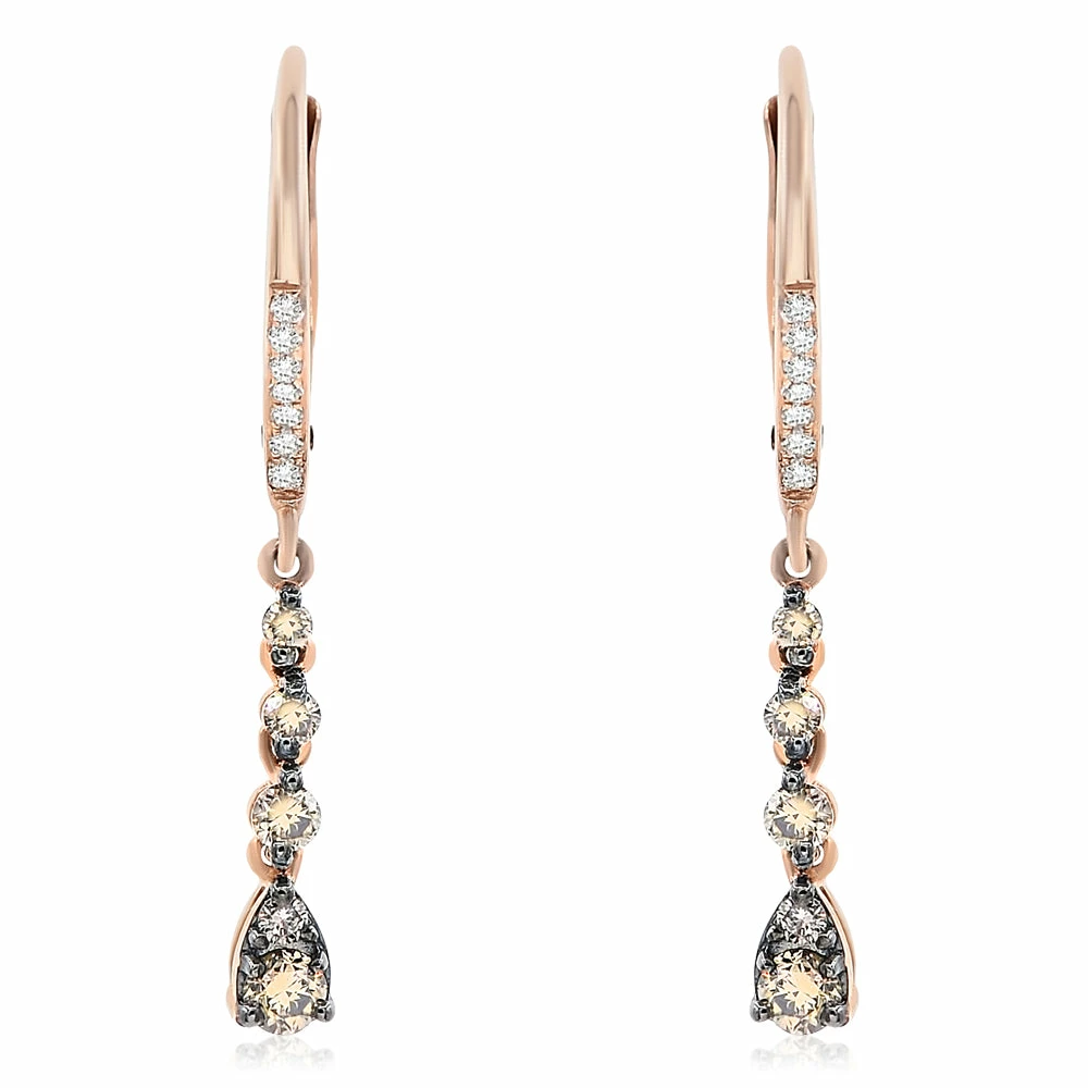 Buy π Monary Brown & White Diamond Dangle Earrings Set in 14K Rose Gold for π© women β¨