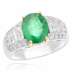 Deals 👍 Monary Green Emerald & Diamond Ring for 👩 women 😉