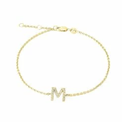Deals ❤️ Monary Silver/18k Yellow Dia "M" Bracelet "7+.5+.5" for 👩 women ✨