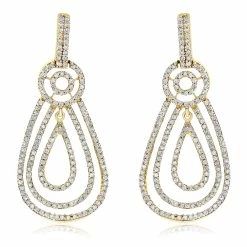 Deals 🎁 Monary Diamond Fashion Dangle Earrings Set in 14K Yellow Gold for 👩 women 🧨