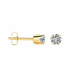 Best Sale 🎁 Monary 1/2 Carat Round Moissanite Stud Earrings in Yellow Gold Filled for 👩 women ⭐
