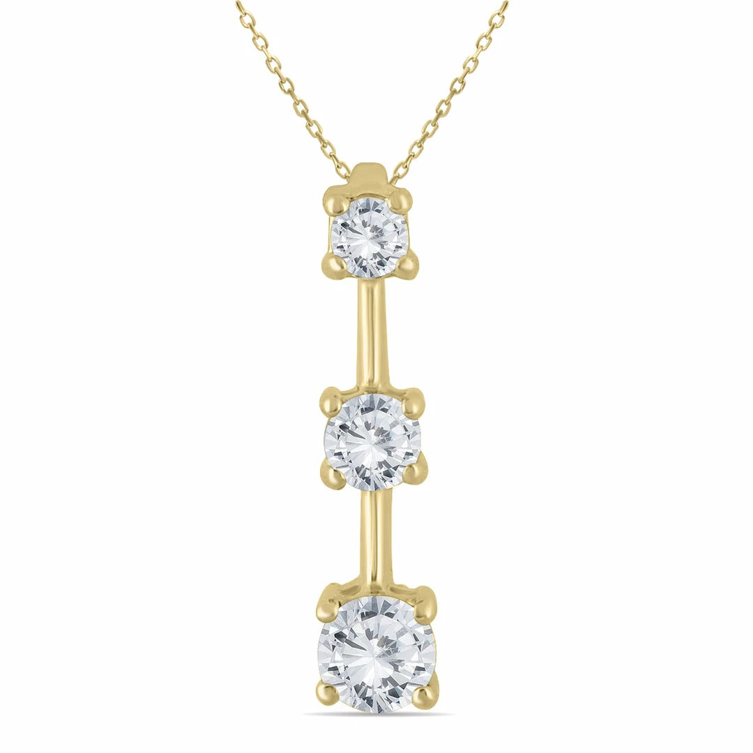 Cheap π₯° Monary 1 Carat TW Three Stone Diamond Pendant in 14K Yellow Gold for π© women β¨