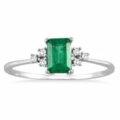 Brand new 🥰 Monary Emerald and Diamond Ring in 10K White Gold for 👩 women 🎁