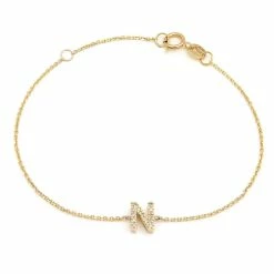 Best Pirce 🥰 Monary Diamond Intiial"N" Bracelet (Yg/7"+1") for 👩 women 😉