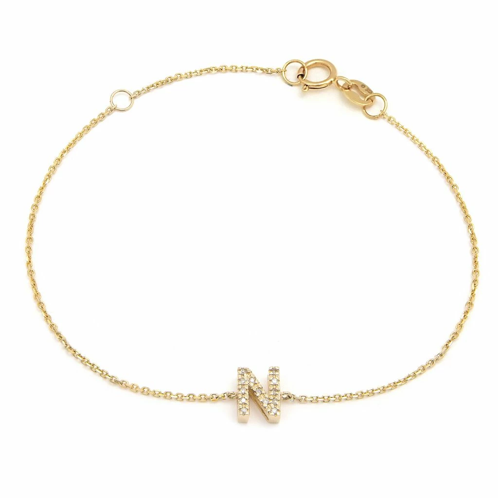 Best Pirce π₯° Monary Diamond Intiial"N" Bracelet (Yg/7"+1") for π© women π