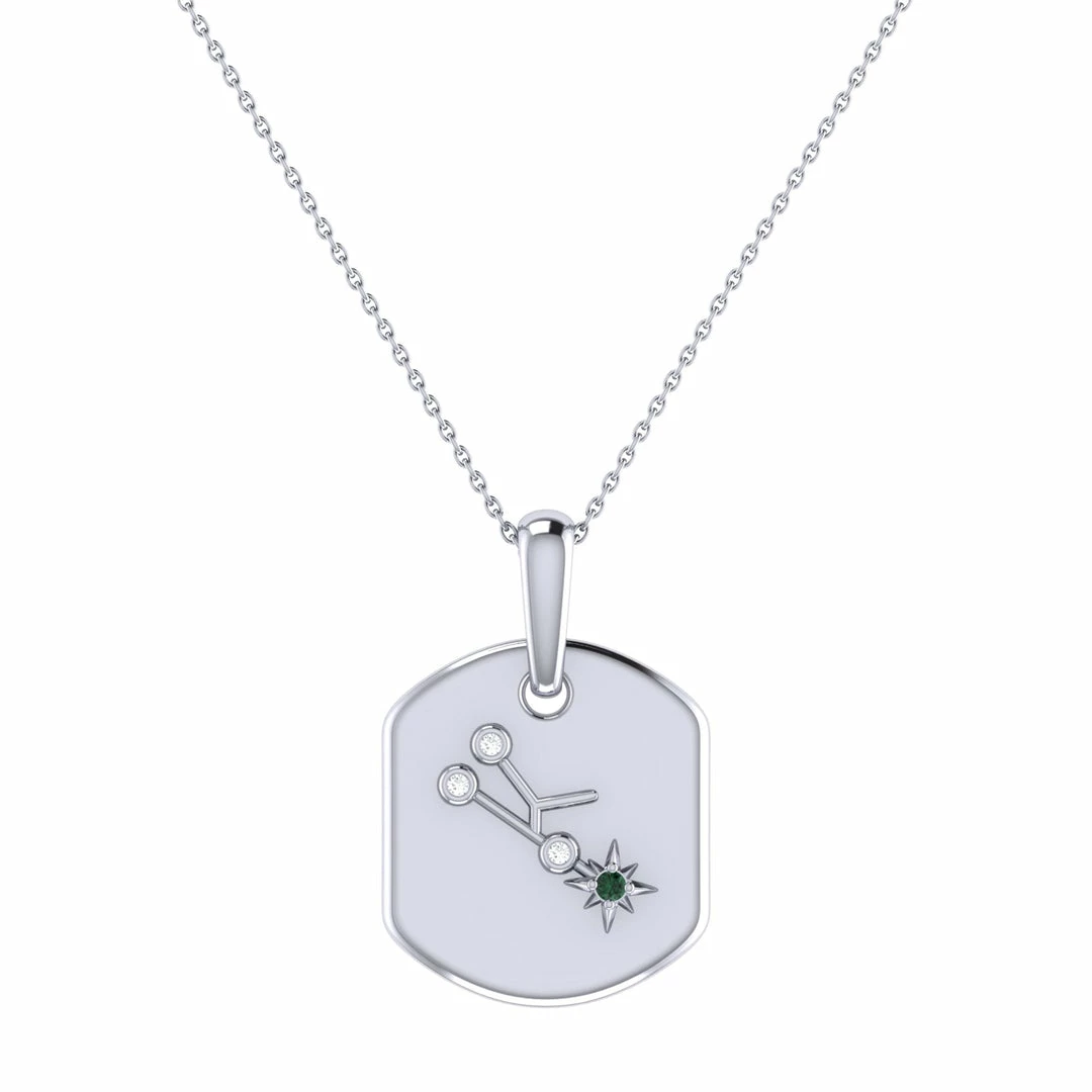 Top 10 βοΈ Monary Taurus Bull Emerald & Diamond Constellation Tag Pendant Necklace in Sterling Silver for π© women π