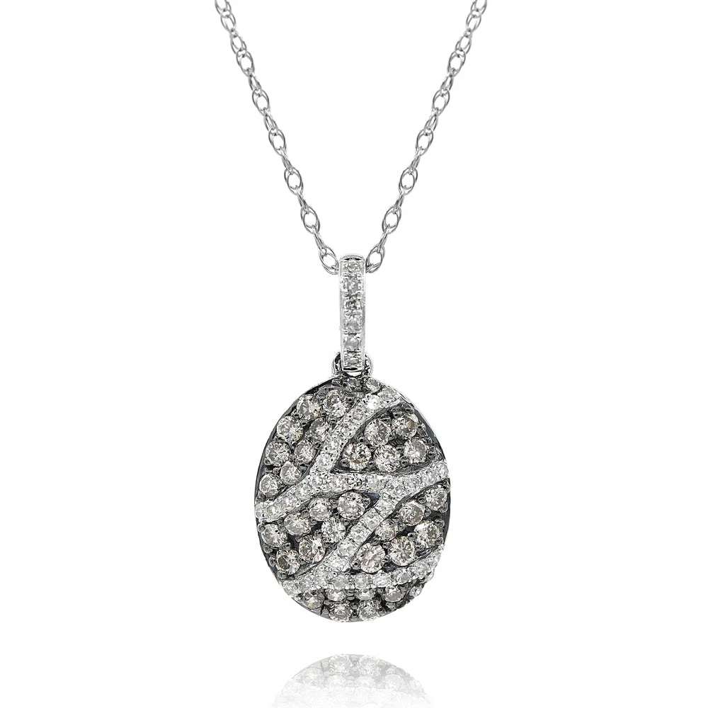 Best deal π Monary Brown & White Diamond Pendant Necklace Set in 14K White Gold for π© women π€©