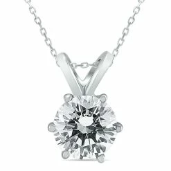Buy 💯 Monary 1 Carat 6 Prong Diamond Solitaire Pendant in 14K White Gold for 👩 women ✔️