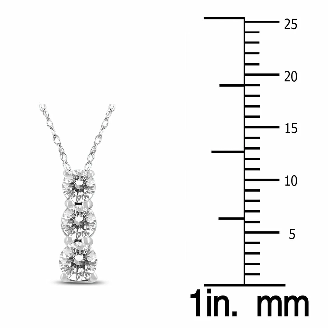 Deals π Monary 1/2 Carat TW Three Stone Diamond Pendant in 14K White Gold for π© women β - Image 3
