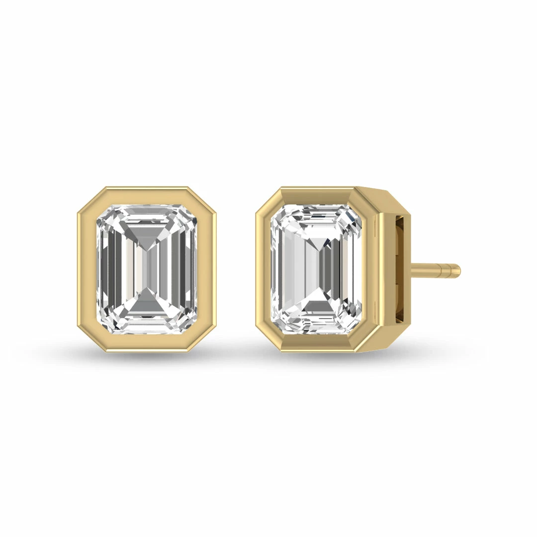 Budget π Monary Lab Grown 1/4 CTW Emerald Bezel Set Diamond Solitaire Earrings in 14K Yellow Gold for π© women π - Image 3