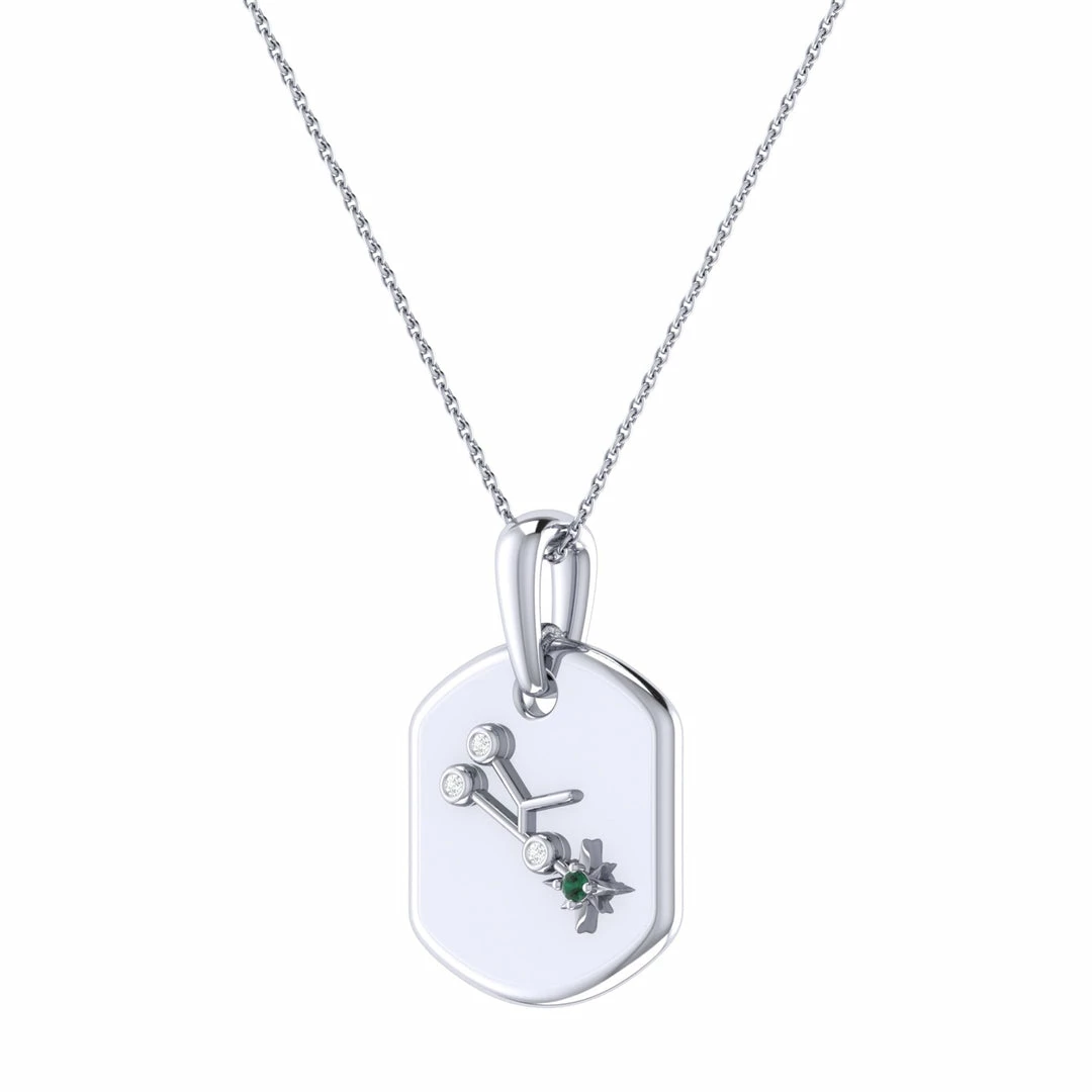 Top 10 βοΈ Monary Taurus Bull Emerald & Diamond Constellation Tag Pendant Necklace in Sterling Silver for π© women π - Image 2