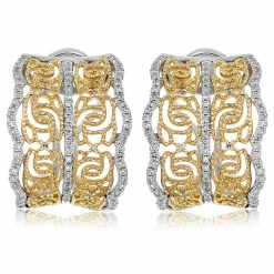 Promo 🌟 Monary Diamond Huggies Earrings Set in 14K Two Tone Gold for 👩 women ✔️