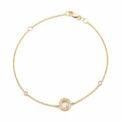 Outlet ⭐ Monary Diamond Initial Fashion Bracelet "Q" (14k) (6+1") for 👩 women ✨