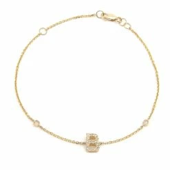 Outlet ✔️ Monary Diamond Initial Fashion Bracelet "B" (14k) (6+1") for 👩 women 🛒