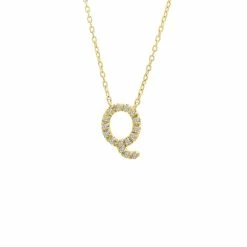 Best reviews of 🔥 Monary Silver Diamond Initial "Q" Necklace W/18k Yg Plate for 👩 women ✔️