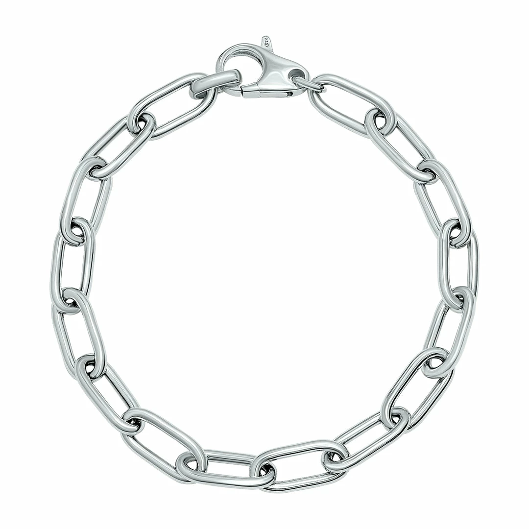 Best deal π Monary Silver Rhodium 6.5MM Chunky Paperclip Bracelet With Lobster Clasp for π© women π₯°