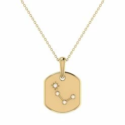 Buy 🛒 Monary Aries Ram Diamond Constellation Tag Pendant Necklace in 14K Yellow Gold Vermeil on Sterling Silver for 👩 women 👍