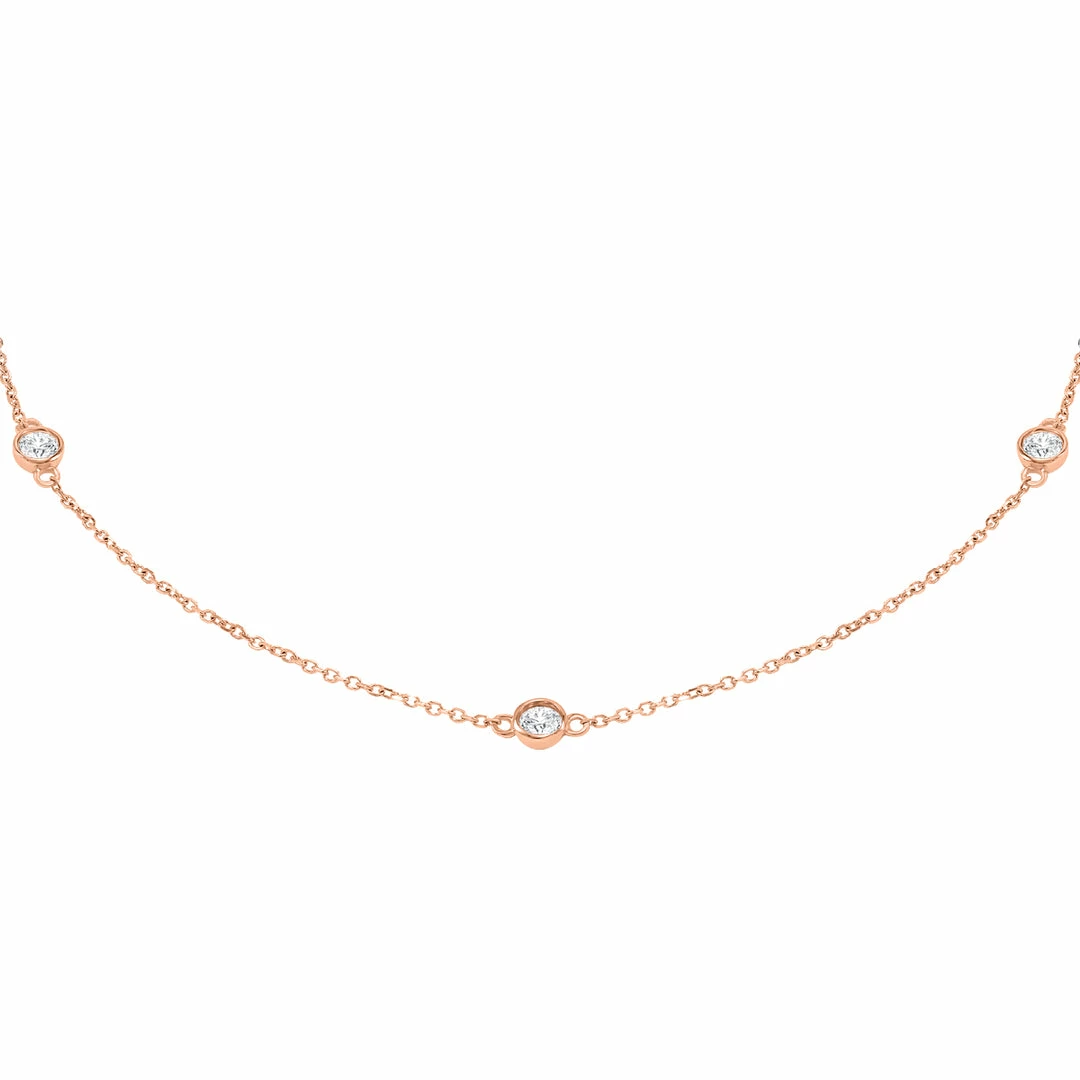 Cheapest β Monary 3/4 Carat TW Bezel Set Diamond Station Necklace in 14K Rose Gold for π© women π - Image 2