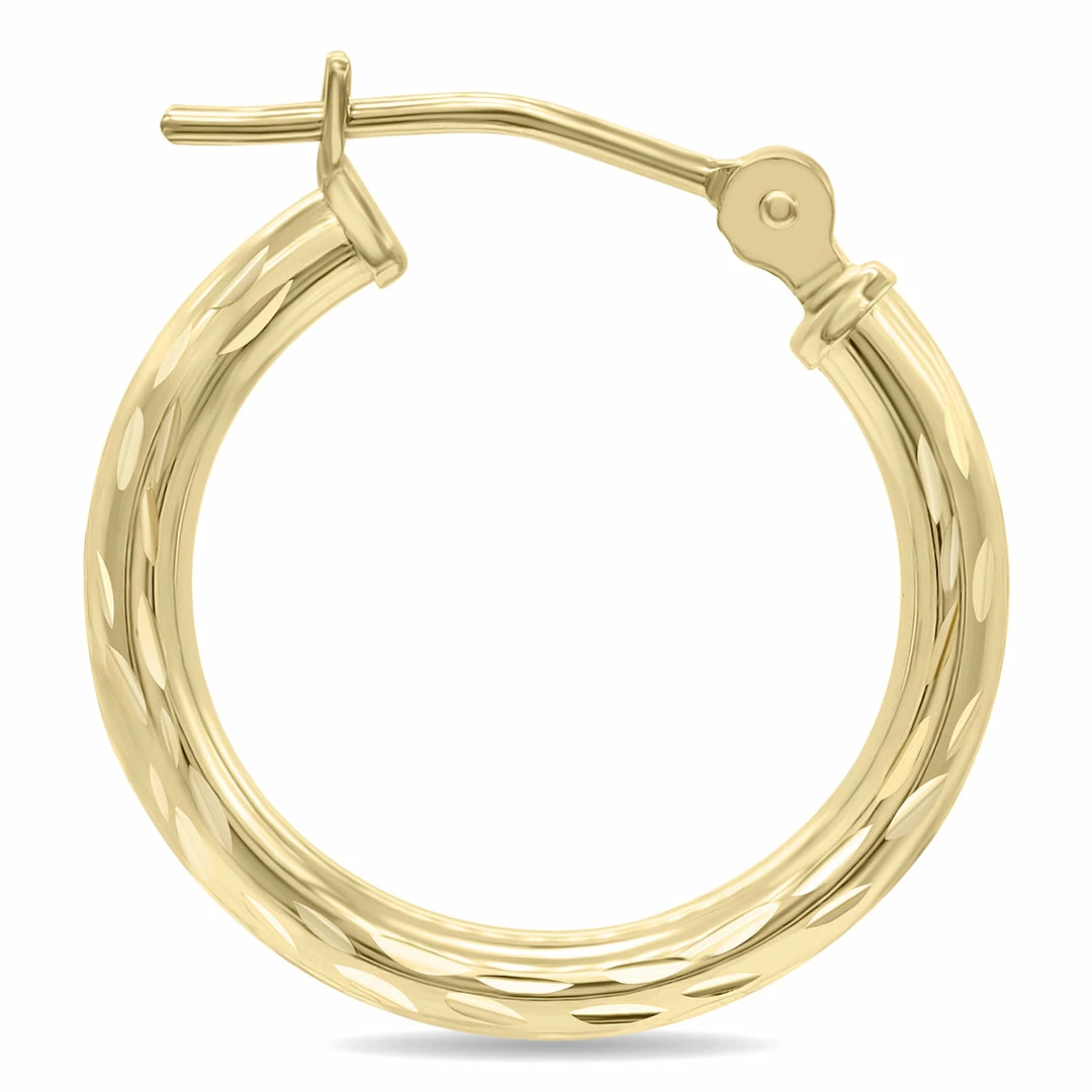 Cheap π₯ Monary 14K Yellow Gold Shiny Diamond Cut Engraved Hoop Earrings (16mm) for π© women β€οΈ - Image 2