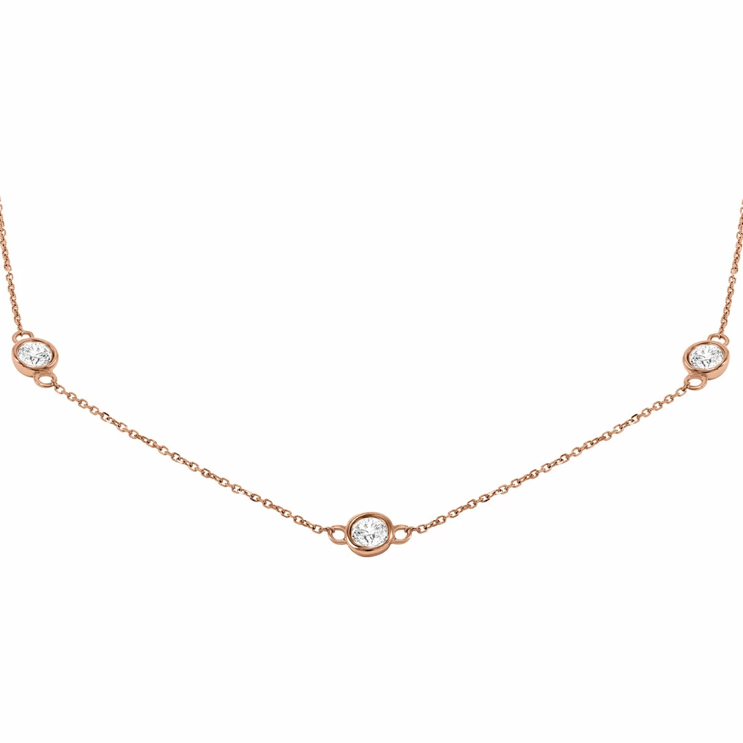 Cheap π Monary 2 Carat TW Bezel Set Diamond Station Necklace in 14K Rose Gold for π© women βοΈ - Image 2