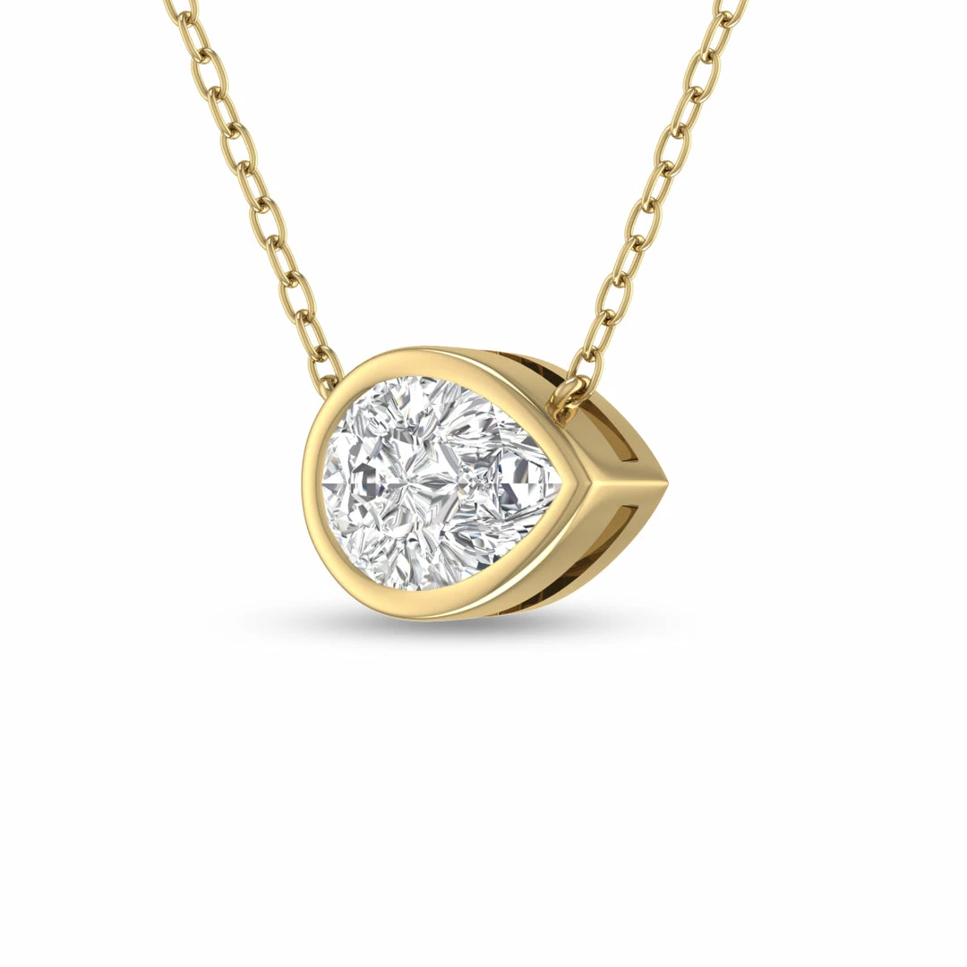 Deals π₯ Monary Lab Grown 1/4 CTW Pear Shaped Bezel Set Diamond Solitaire Pendant in 14K Yellow Gold for π© women π₯° - Image 2