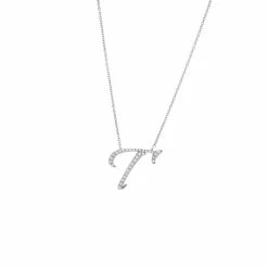 New ⌛ Monary Diamond Script Initial Necklace (Wg/ 16+2") for 👩 women 🔔