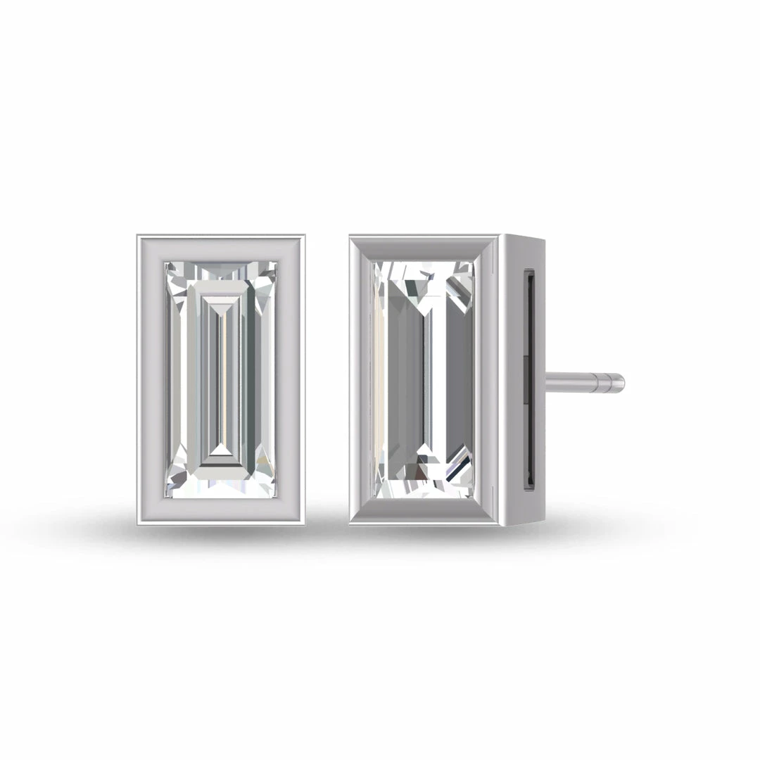 Best deal π Monary Lab Grown 1/2 CTW Baguette Bezel Set Diamond Solitaire Earrings in 14K White Gold for π© women π€© - Image 3