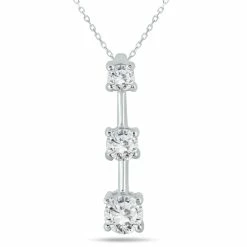 Best Pirce 😉 Monary 1 Carat TW Three Stone Diamond Pendant in 14K White Gold for 👩 women 🔔
