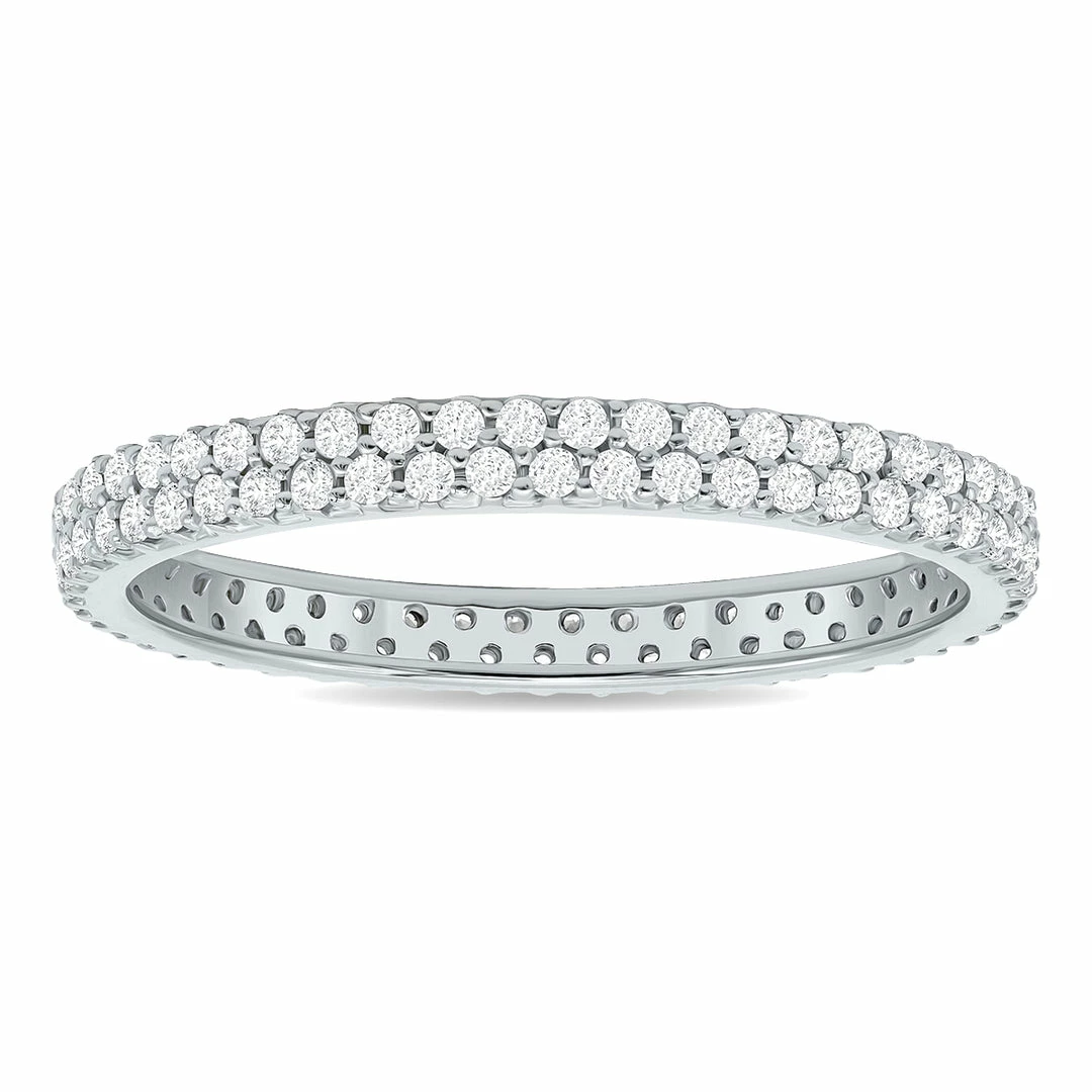 Cheap π€© Monary 1/2 Carat TW Double Row Diamond Eternity Band in 10K White Gold for π© women π