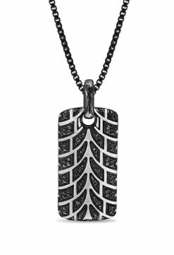 Wholesale ⌛ Monary Racer Swag Black Rhodium Plated Sterling Silver Tire Tread Black Diamond Tag for men 🎁