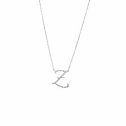 Outlet 🛒 Monary Diamond Script Initial Necklace (Wg/ 16+2") for 👩 women 🛒