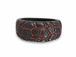 Budget 🛒 Monary Fiery Ascent Black Rhodium Plated Sterling Silver Textured Band Ring with Garnets for men 🧨