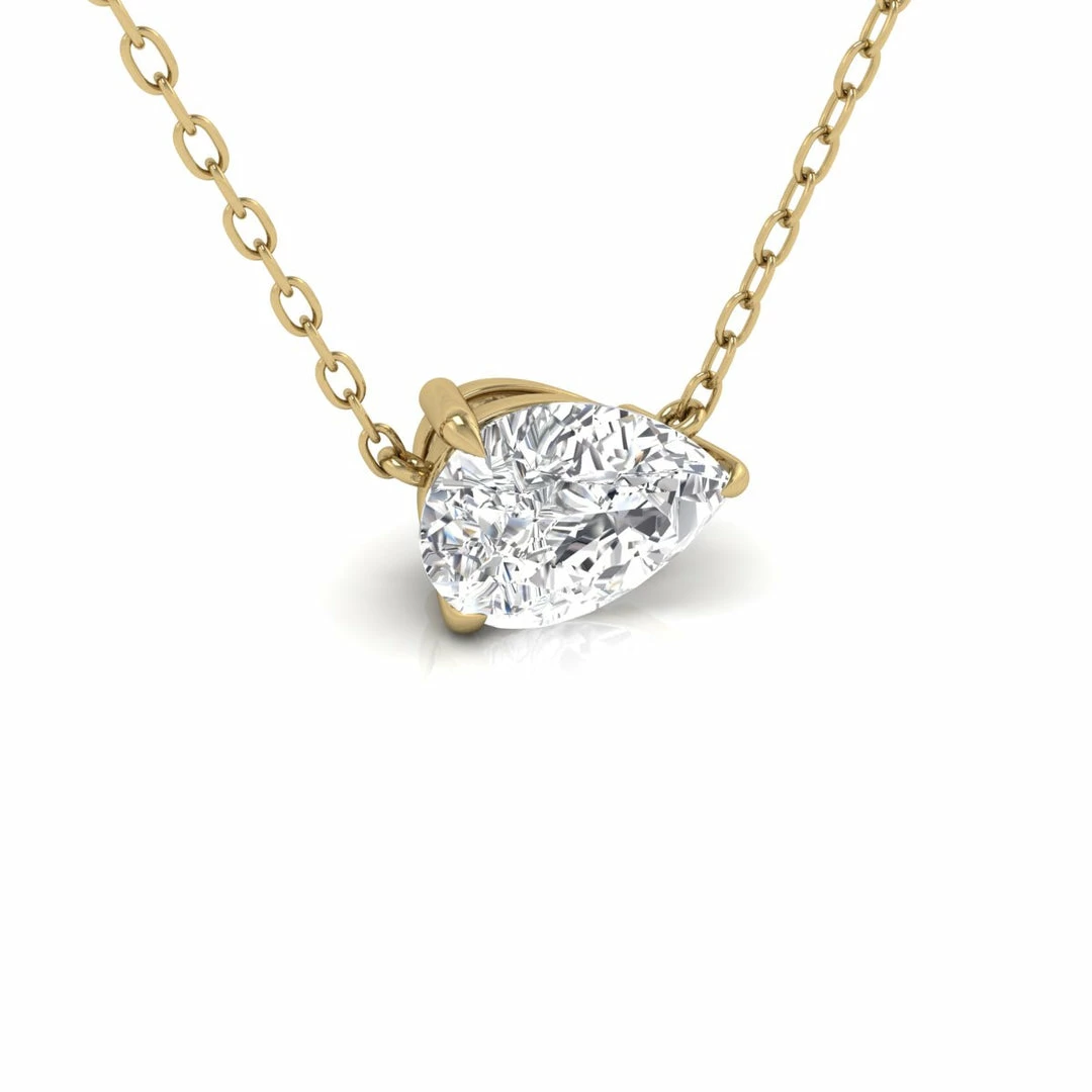Hot Sale β Monary Lab Grown 1 CTW Floating Pear Shaped Diamond Solitaire Pendant in 14K Yellow Gold for π© women π - Image 4