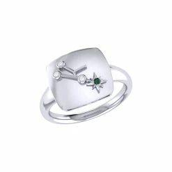 Top 10 π Monary Taurus Bull Emerald & Diamond Constellation Signet Ring in Sterling Silver for π© women π―