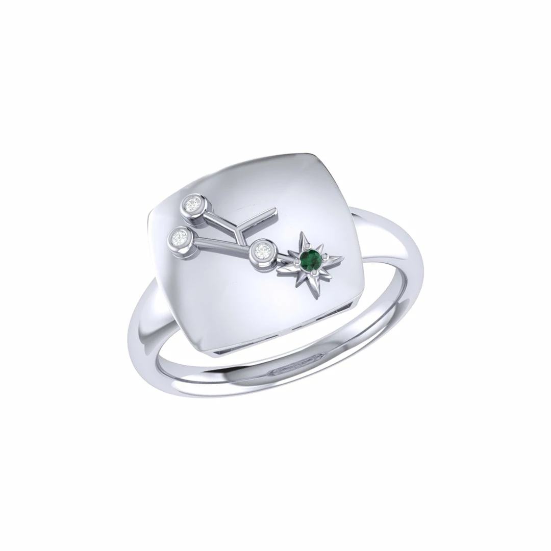 Top 10 π Monary Taurus Bull Emerald & Diamond Constellation Signet Ring in Sterling Silver for π© women π―