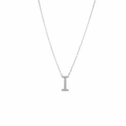 Buy 😀 Monary Silver Diamond Initial "I" Necklace for 👩 women 😉