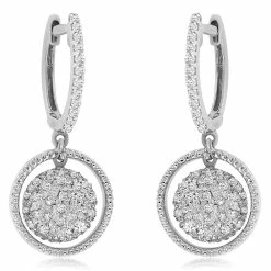Deals 🧨 Monary Diamond Dangle Earrings Set in 14K White Gold for 👩 women 😀