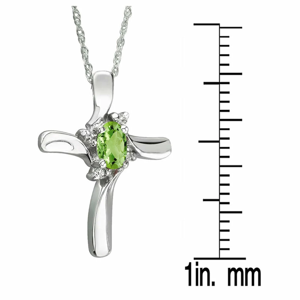 Hot Sale π Monary Peridot Cross Diamond Pendant 10k White Gold for π© women π - Image 2