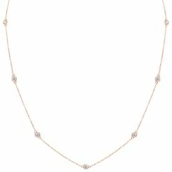 Budget 👏 Monary 1 Carat TW Bezel Set Diamond Station Necklace in 14K Rose Gold for 👩 women 😀