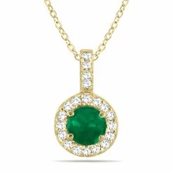 Best reviews of ⭐ Monary 1/2 Carat TW Halo Emerald And Diamond Pendant in 10K Yellow Gold for 👩 women 👍