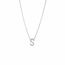 Best Pirce ⭐ Monary Silver Diamond Initial "S" Necklace for 👩 women 🤩