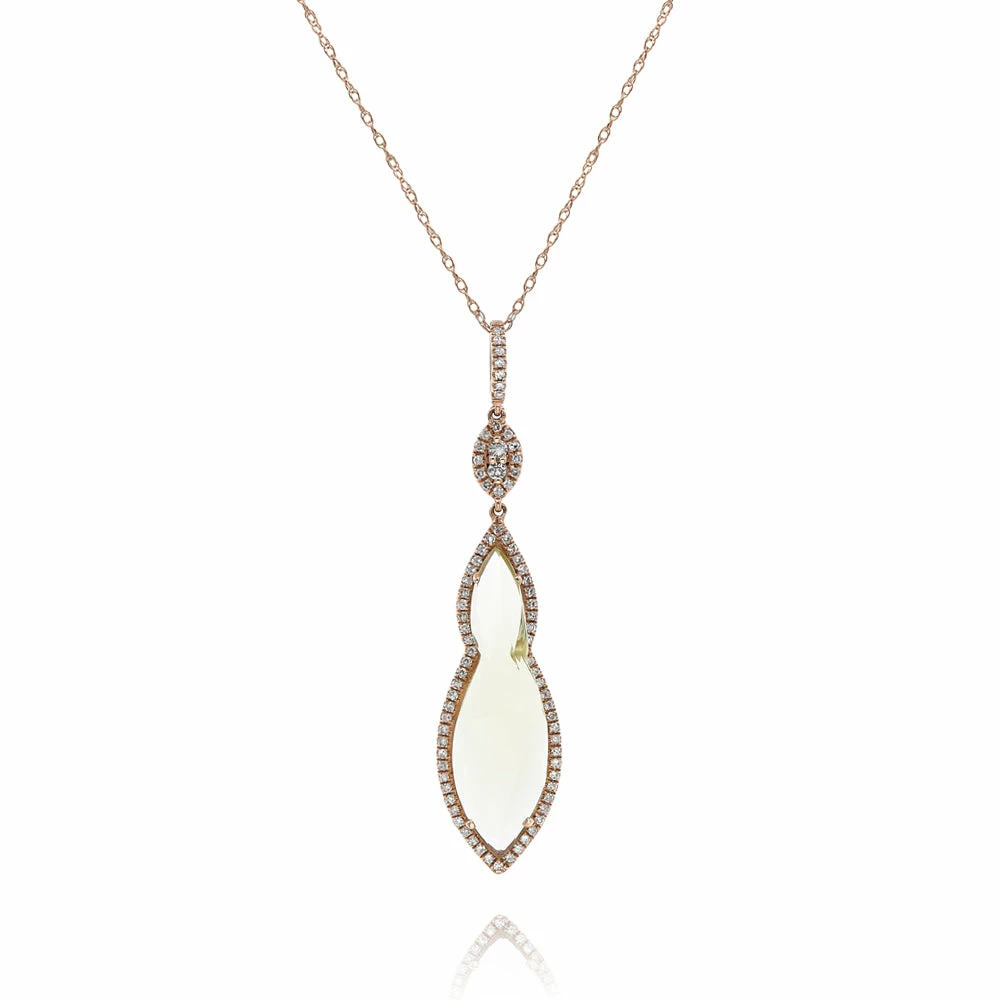 Brand new β€οΈ Monary Lemon Quartz & Diamond Pendant Necklace Set in 14K Rose Gold for π© women β€οΈ