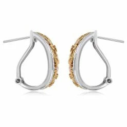 Best reviews of 🛒 Monary Yellow & White Diamond Huggies Earrings Set in 18K Tri Color Gold for 👩 women 😍
