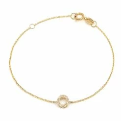 Discount 🧨 Monary Diamond Intiial"O" Bracelet (Yg/7"+1") for 👩 women 🎉