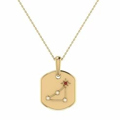 Brand new ✨ Monary Capricorn Goat Garnet & Diamond Constellation Tag Pendant Necklace in 14K Yellow Gold Vermeil on Sterling Silver for 👩 women 🥰