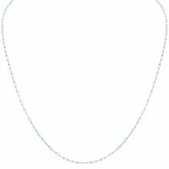 Top 10 ✨ Monary Silver Rhodium 1.8MM Dainty Diamond Cut Paperclip Necklace With Lobster Clasp - 30 Inch for 👩 women 🔔