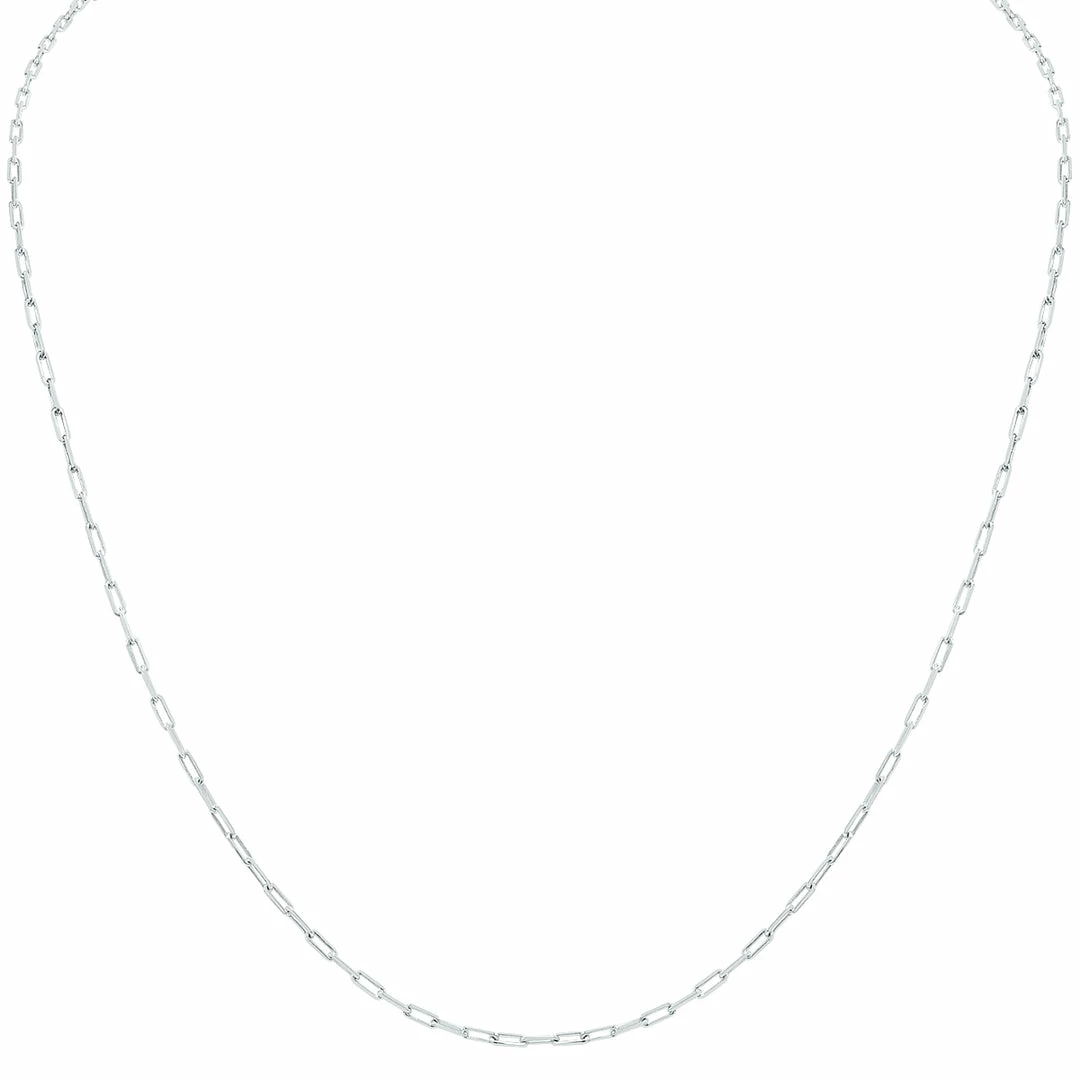 Top 10 β¨ Monary Silver Rhodium 1.8MM Dainty Diamond Cut Paperclip Necklace With Lobster Clasp - 30 Inch for π© women π