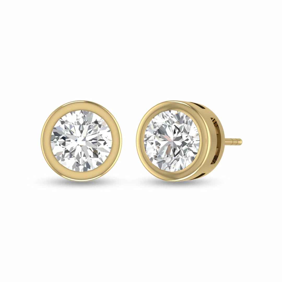 Hot Sale π₯° Monary Lab Grown 1/2 CTW Round Bezel Set Solitaire Diamond Earrings in 14K Yellow Gold for π© women β¨ - Image 3