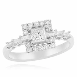 Brand new 🥰 Monary White Princess Cut Diamond Center Engagement Ring for 👩 women 👏